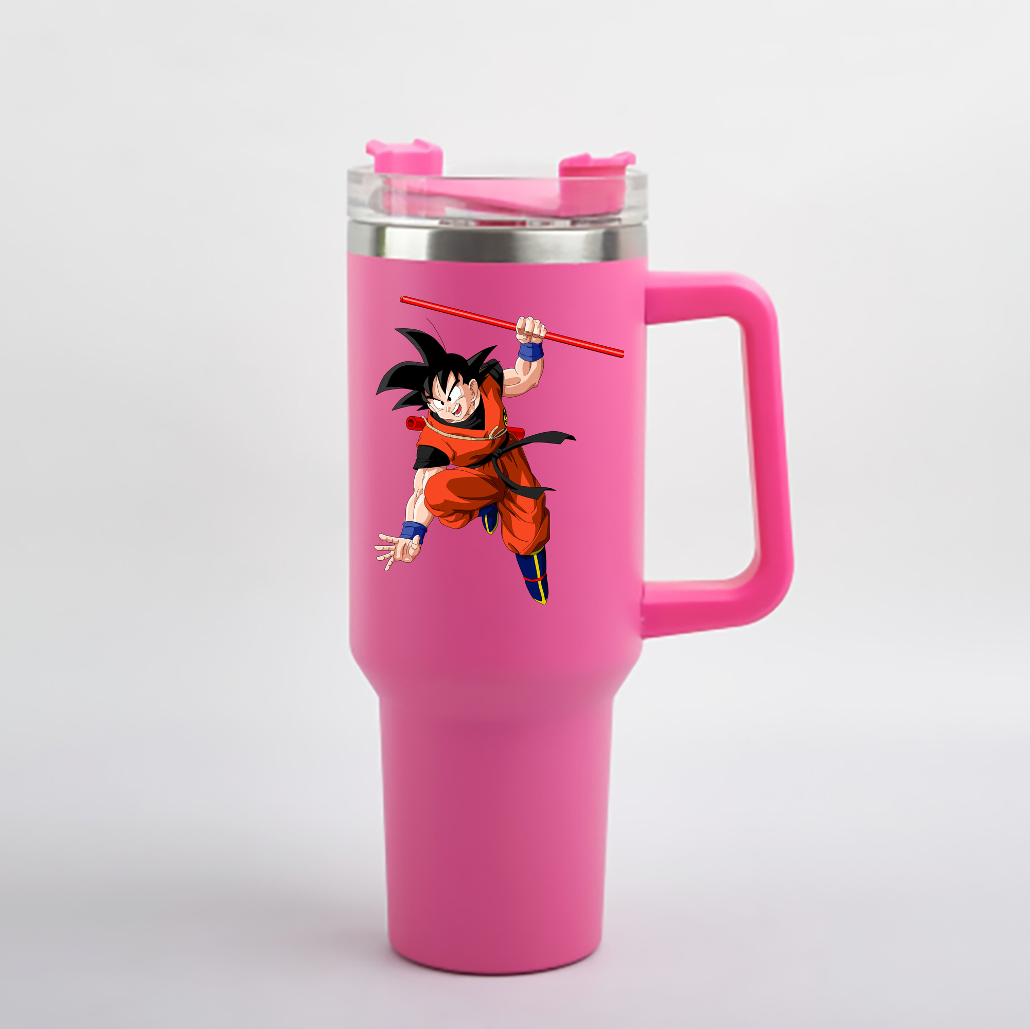 （画像用） ドラゴンボール 孫悟空（そん ごくう）Son Goku カカロット DRAGON BALL Kakarotto 1200mL車用タンブラー - クリスタルステッカー（プラスチックストロー付き）